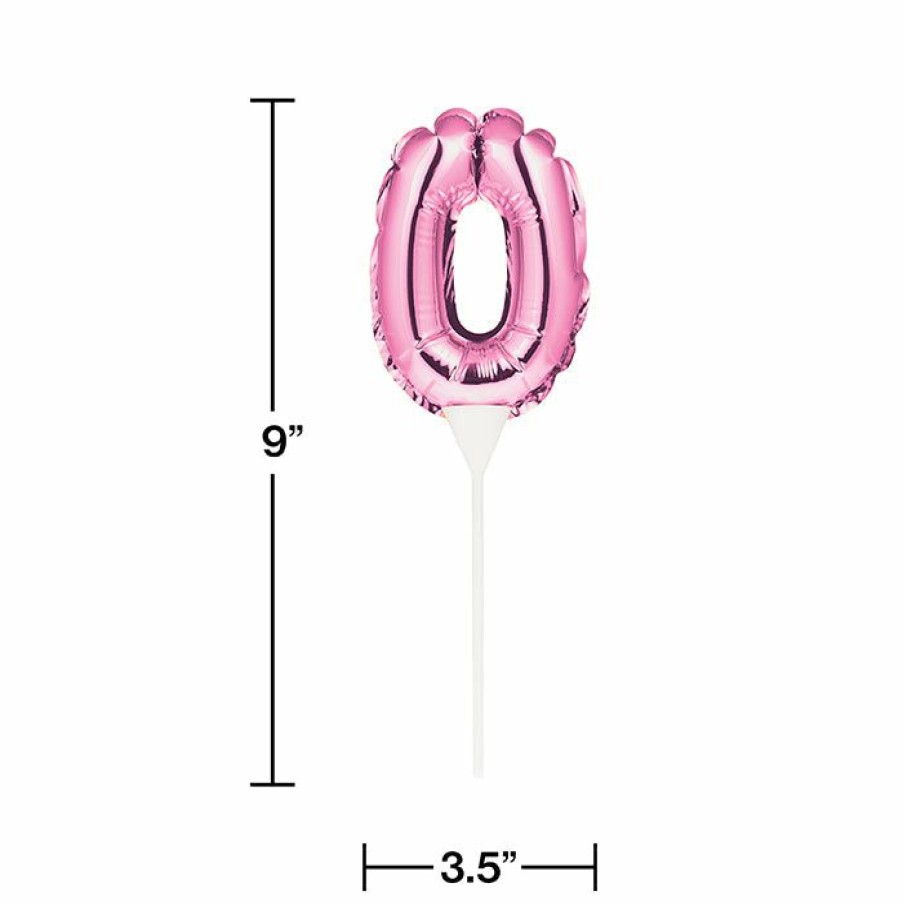 General Decorations * | Creative Converting Pink 0 Number Balloon Cake Topper (12/Case) General Decorations