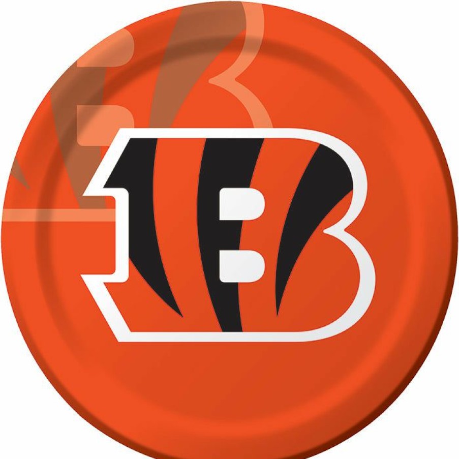 Sports * | Creative Converting Cincinnati Bengals Paper Plates, 8 Ct Nfl And Football Party Supplies