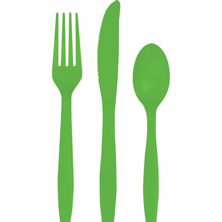 Solid Color Tableware * | Creative Converting Fresh Lime Green Assorted Cutlery, 18 Ct Solid Color Tableware