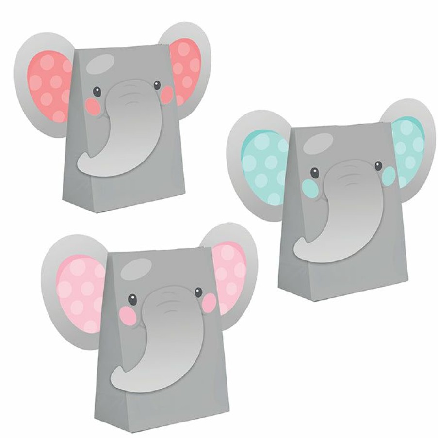 Birthdays * | Creative Converting Kids Birthday Party Themes Enchanting Elephants Girl Paper Treat Bags With Attachments 8Ct