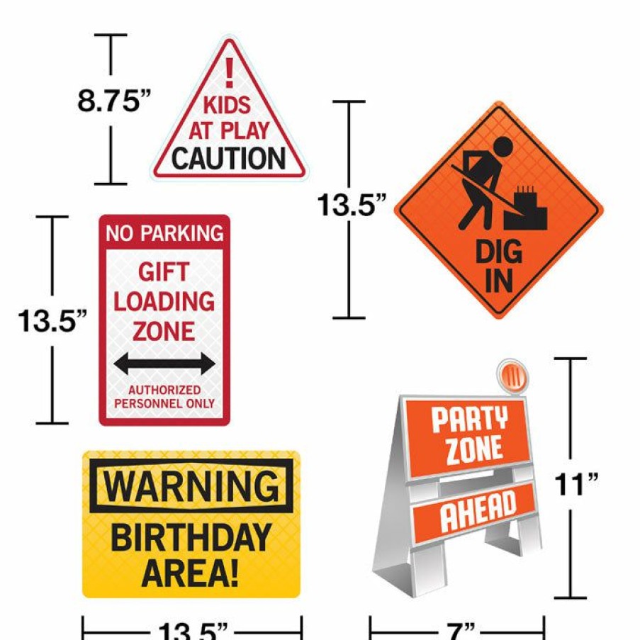 Birthdays * | Creative Converting Kids Birthday Party Themes Big Dig Construction Easel And Wall Sign Set, 5 Ct