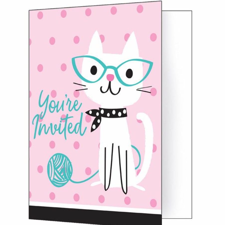 Birthdays * | Creative Converting Purr-Fect Party Invitation Foldover (Case Pack Of 48) Kids Birthday Party Themes