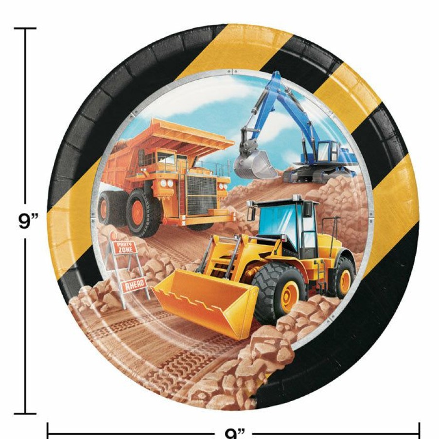 Birthdays * | Creative Converting Kids Birthday Party Themes Big Dig Construction Paper Plates, 8 Ct