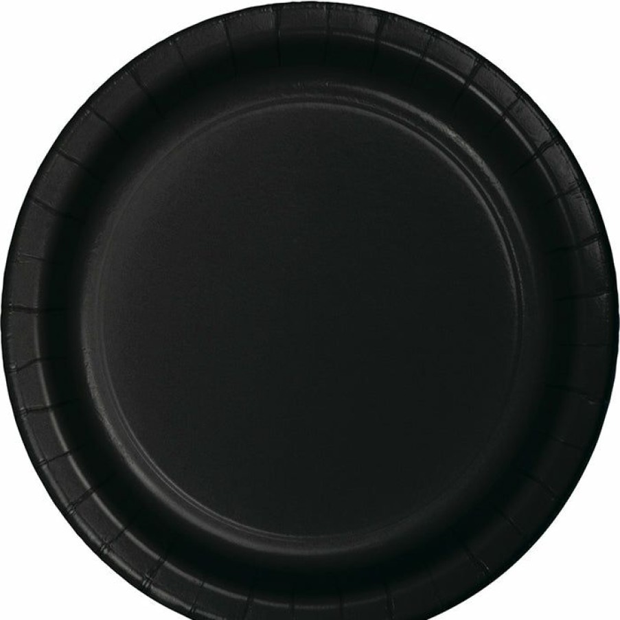 Solid Color Tableware * | Creative Converting Black Dessert Plates, 75 Ct Solid Color Tableware