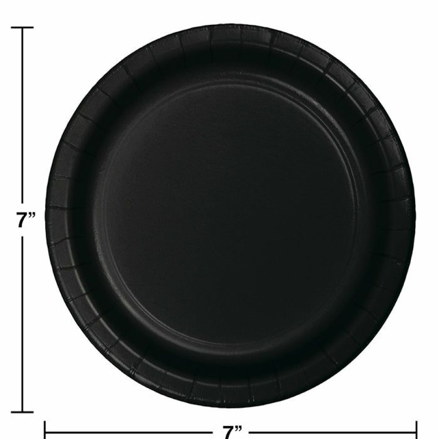 Solid Color Tableware * | Creative Converting Black Dessert Plates, 75 Ct Solid Color Tableware