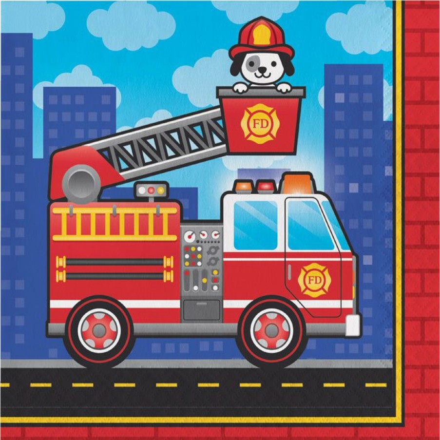 Birthdays * | Creative Converting Fire Truck Napkins, 16 Ct