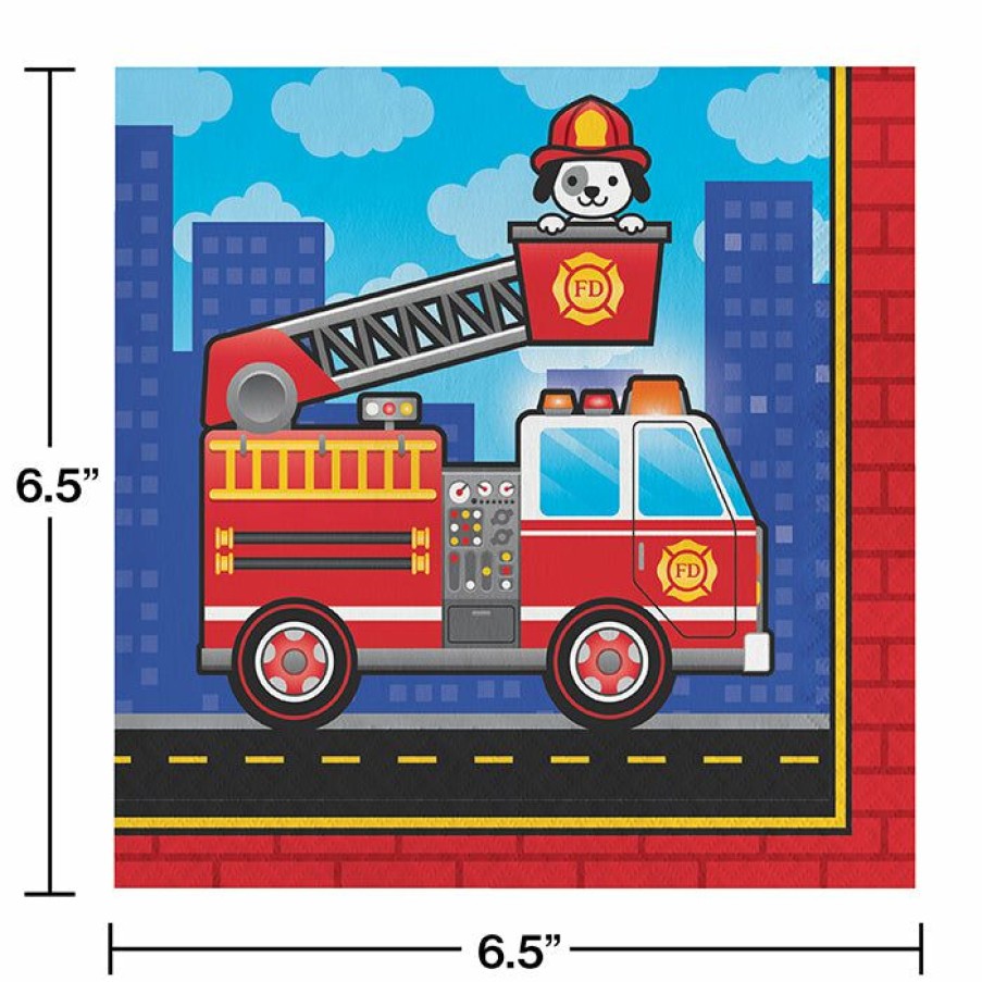 Birthdays * | Creative Converting Fire Truck Napkins, 16 Ct