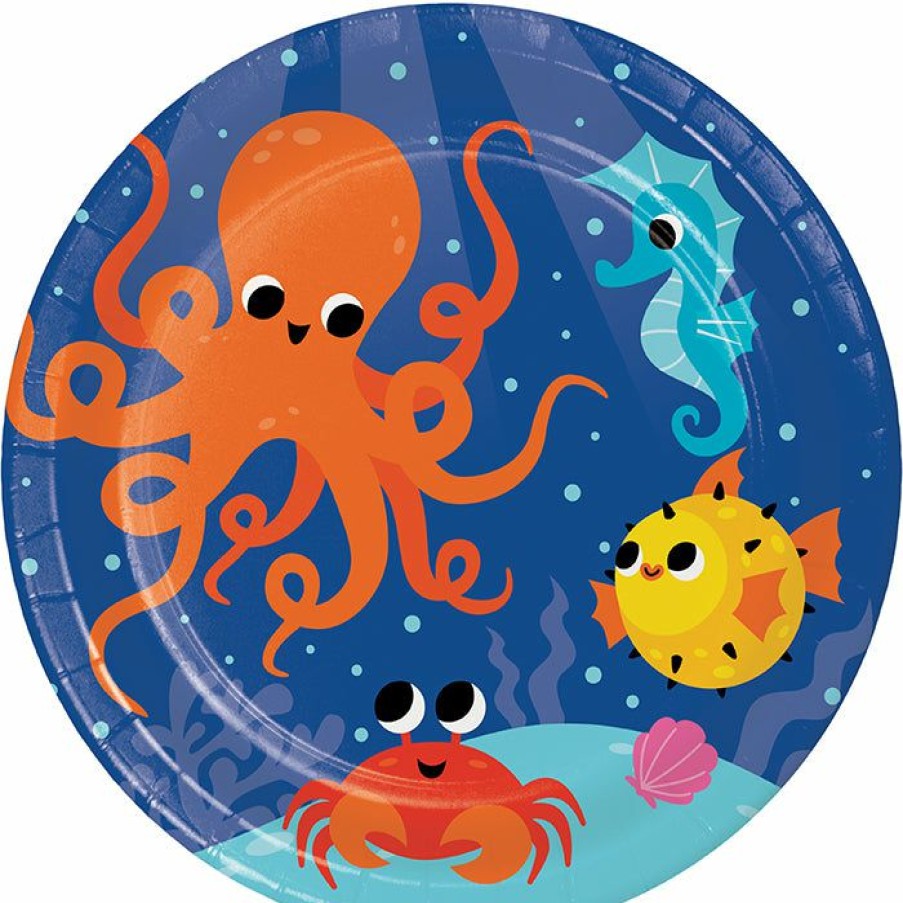 Birthdays * | Creative Converting Kids Birthday Party Themes Ocean Celebration Dinner Plate 8Ct