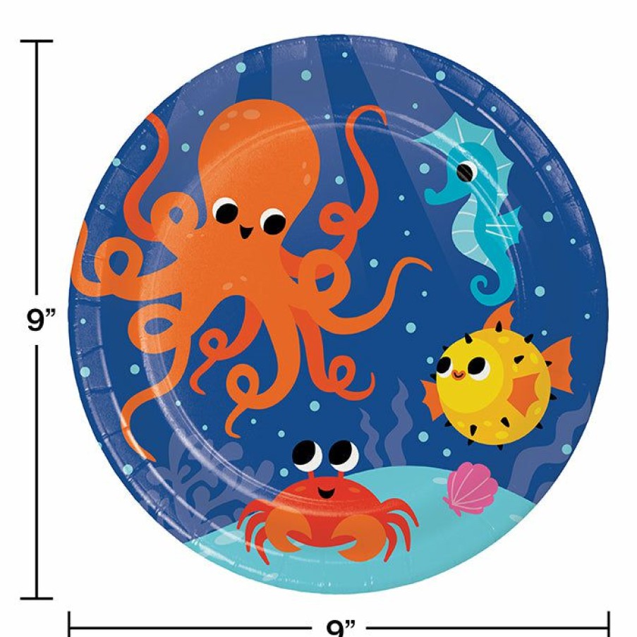 Birthdays * | Creative Converting Kids Birthday Party Themes Ocean Celebration Dinner Plate 8Ct