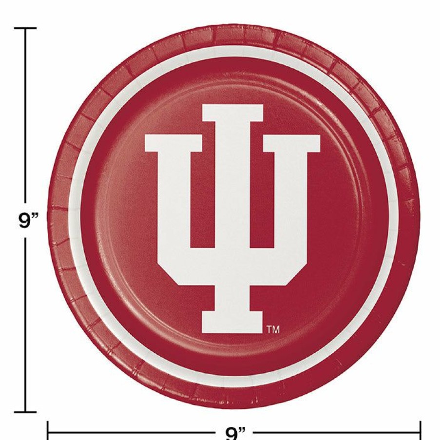 Sports * | Creative Converting Indiana University Paper Plates, 8 Ct Ncaa College Themed Party Decorations