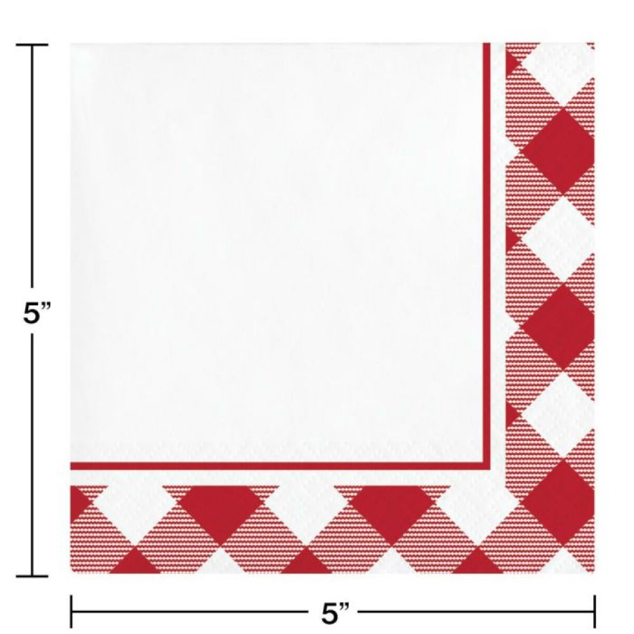 Holidays * | Creative Converting Summer, Bbq And Picnic Themed Decorations Classic Gingham Beverage Napkin (16/Pkg)