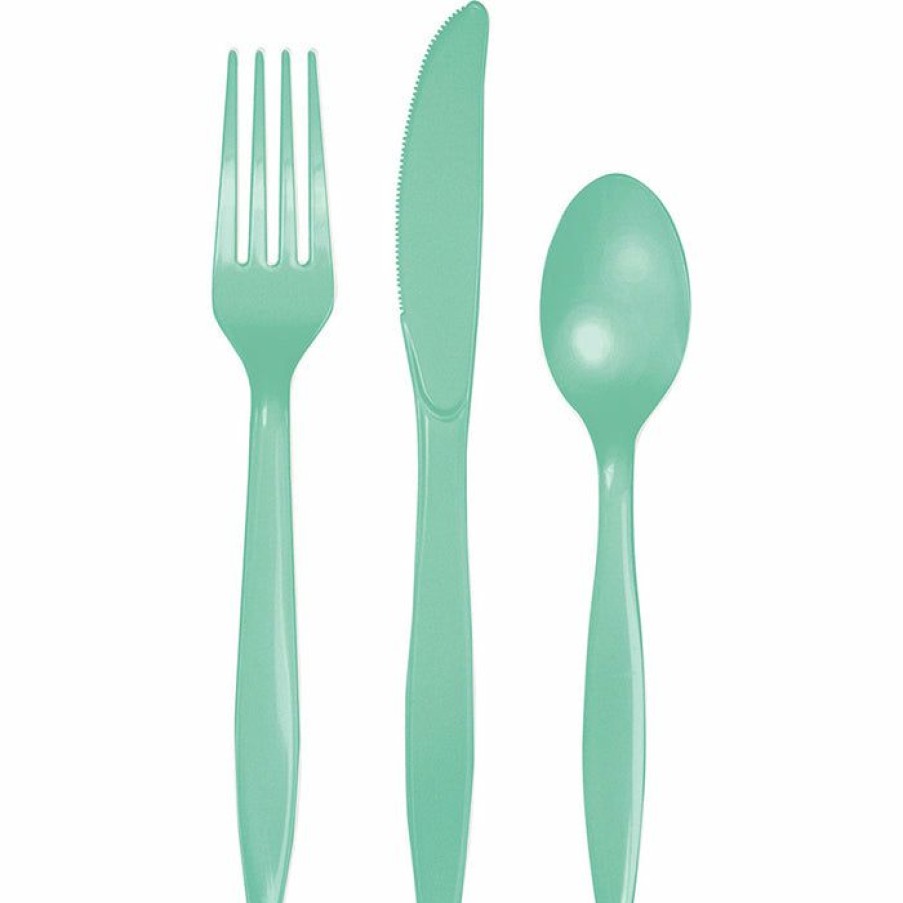 Solid Color Tableware * | Creative Converting Fresh Mint Green Assorted Plastic Cutlery, 24 Ct