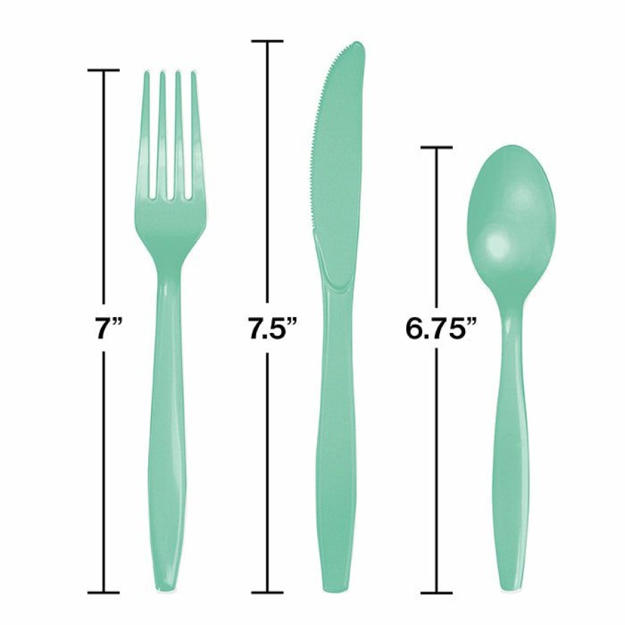 Solid Color Tableware * | Creative Converting Fresh Mint Green Assorted Plastic Cutlery, 24 Ct