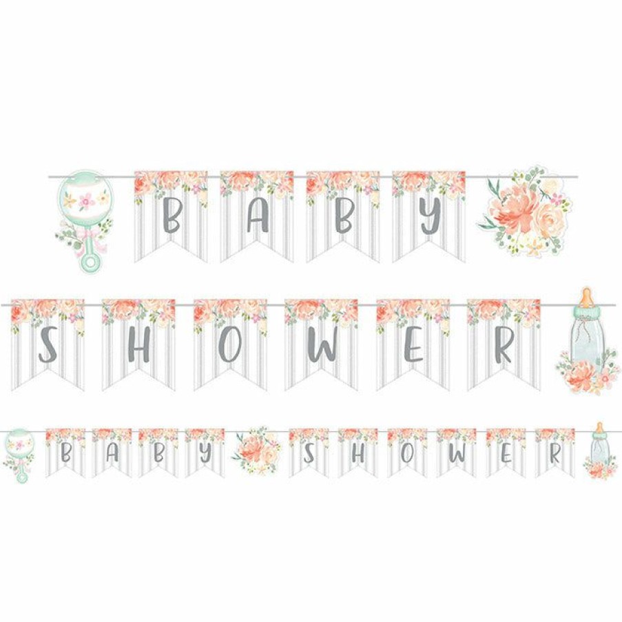 Baby Showers * | Creative Converting Farmhouse Floral Banner