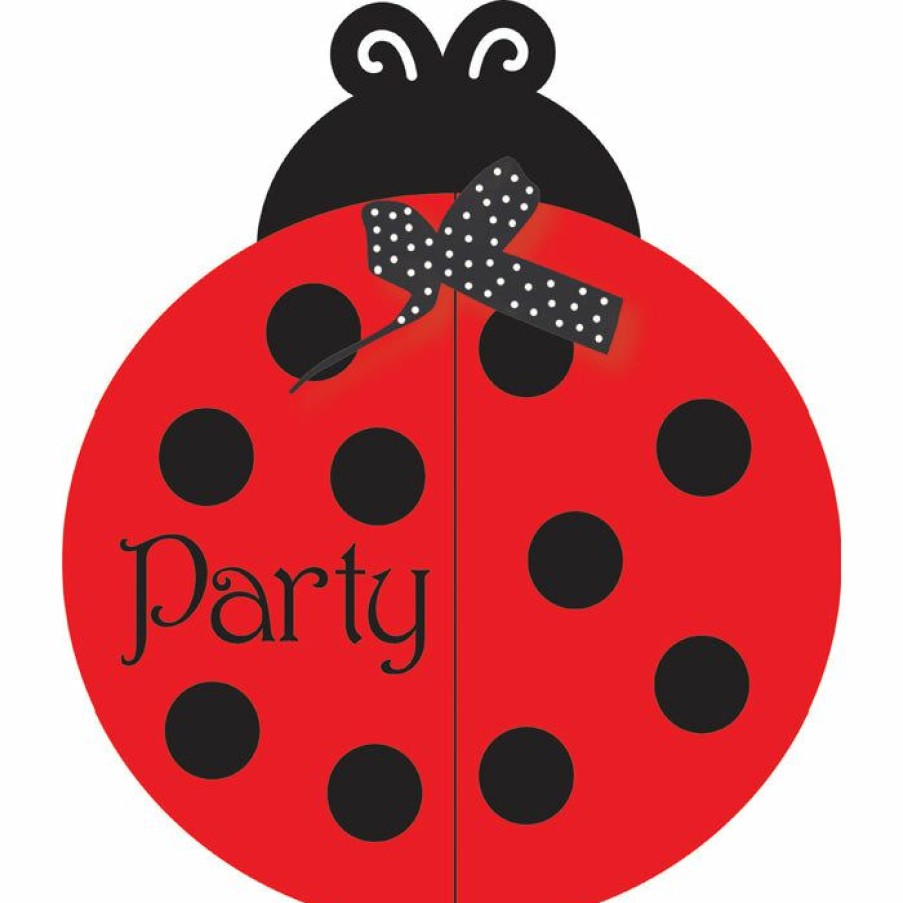 Birthdays * | Creative Converting Kids Birthday Party Themes Ladybug Fancy Invitation, Gatefold Diecut (48/Case)