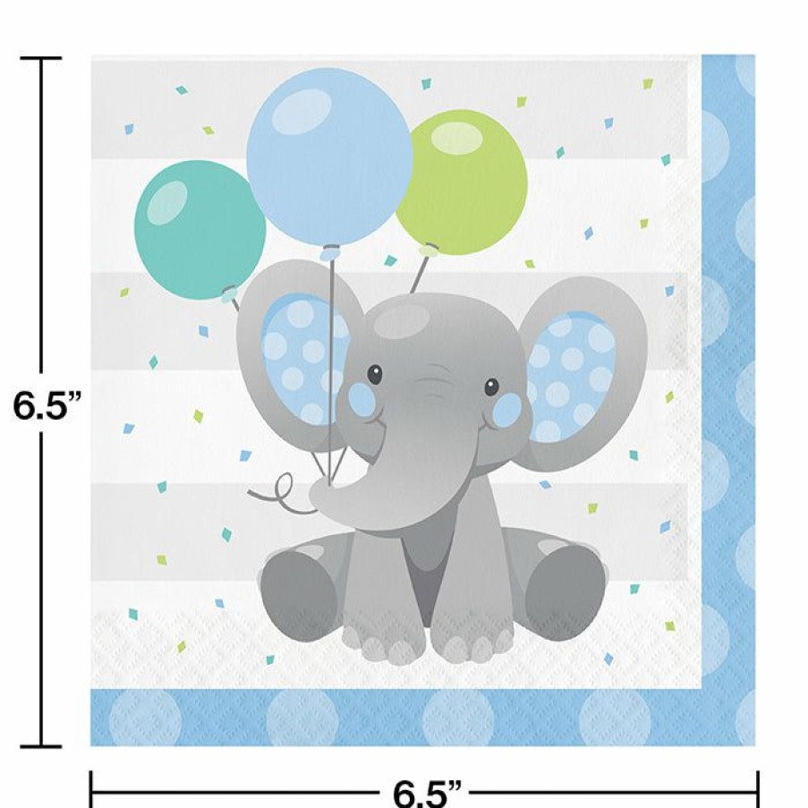 Birthdays * | Creative Converting Enchanting Elephants Boy Luncheon Napkin 16Ct