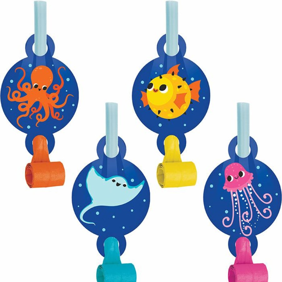 Birthdays * | Creative Converting Ocean Celebration Blowouts W/ Medallion 8Ct Kids Birthday Party Themes