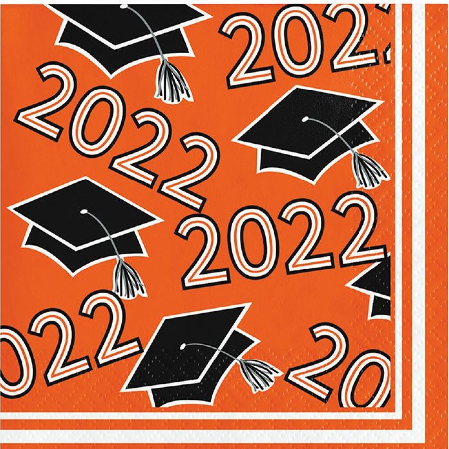 Graduation Party Supplies * | Creative Converting Graduation Party Supplies Orange Class Of 2022 Beverage Napkins, 36Ct