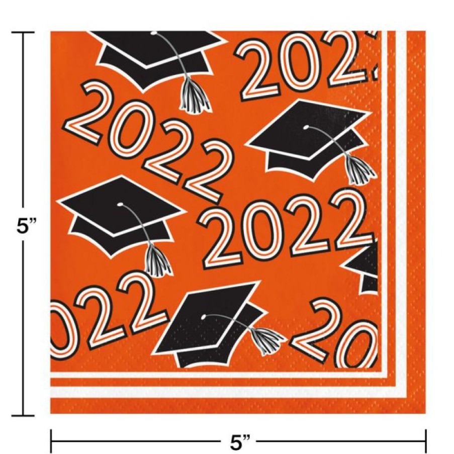 Graduation Party Supplies * | Creative Converting Graduation Party Supplies Orange Class Of 2022 Beverage Napkins, 36Ct