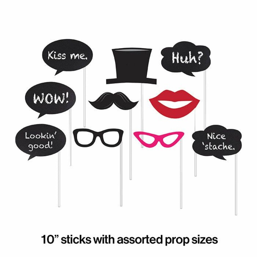 Birthdays * | Creative Converting Chalkboard Photo Booth Props, 10 Ct Adult Birthday Party Themes