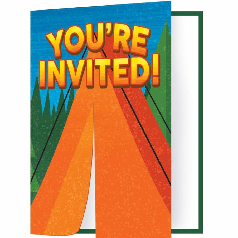 Birthdays * | Creative Converting Kids Birthday Party Themes Camp Out Invitation Diecut Foldover (Case Pack Of 48)