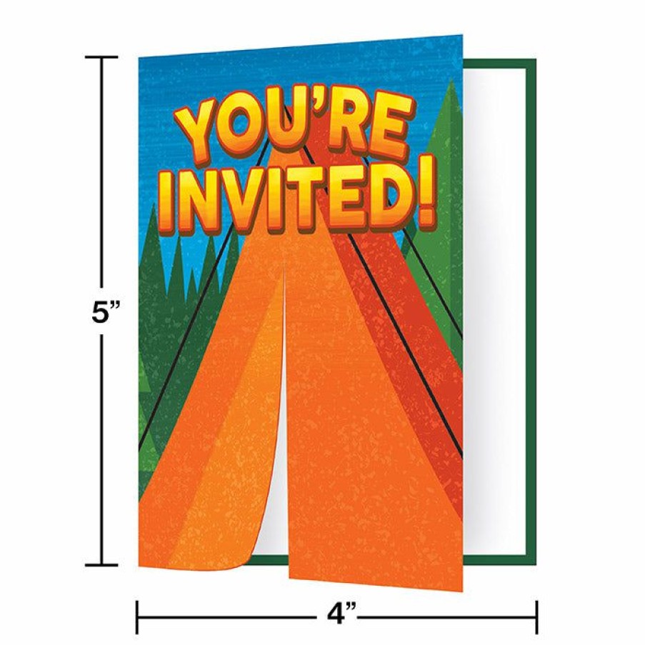 Birthdays * | Creative Converting Kids Birthday Party Themes Camp Out Invitation Diecut Foldover (Case Pack Of 48)