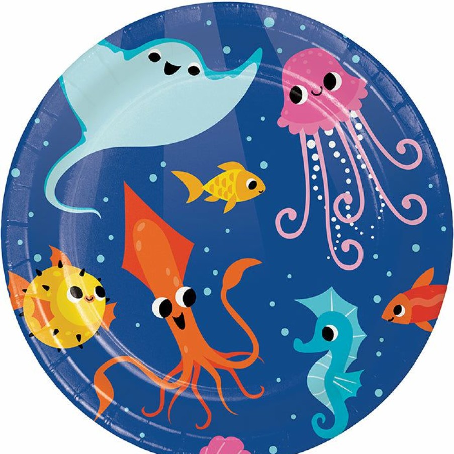 Birthdays * | Creative Converting Ocean Celebration Dessert Plate 8Ct Kids Birthday Party Themes