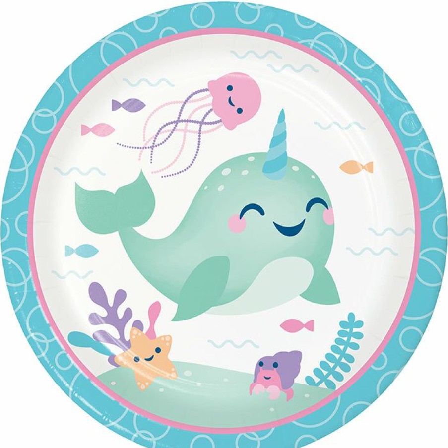 Birthdays * | Creative Converting Kids Birthday Party Themes Narwhal Party Dinner Plate 8Ct