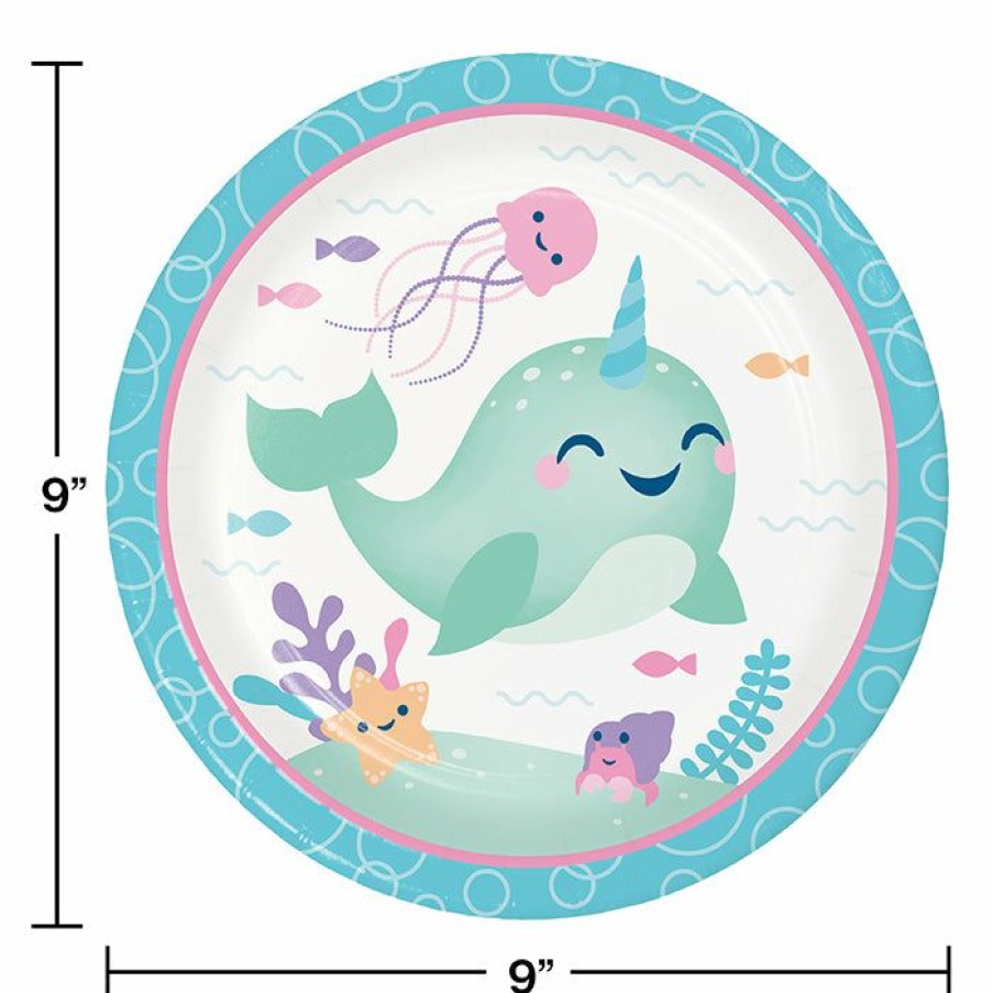 Birthdays * | Creative Converting Kids Birthday Party Themes Narwhal Party Dinner Plate 8Ct