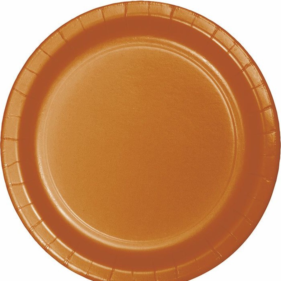 Solid Color Tableware * | Creative Converting Solid Color Tableware Pumpkin Spice Orange Banquet Plates, 24 Ct