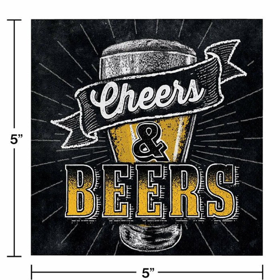 Birthdays * | Creative Converting Adult Birthday Party Themes Cheers And Beers Beverage Napkins, 16 Ct