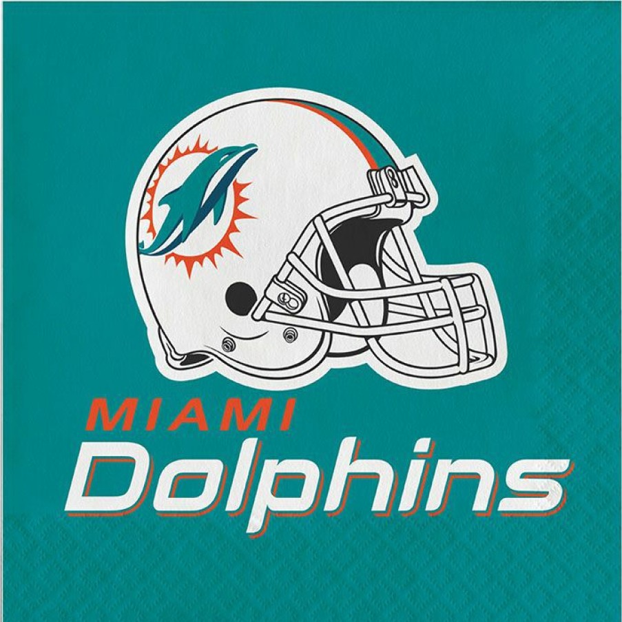 Sports * | Creative Converting Miami Dolphins Luncheon Napkin 16Ct Nfl And Football Party Supplies