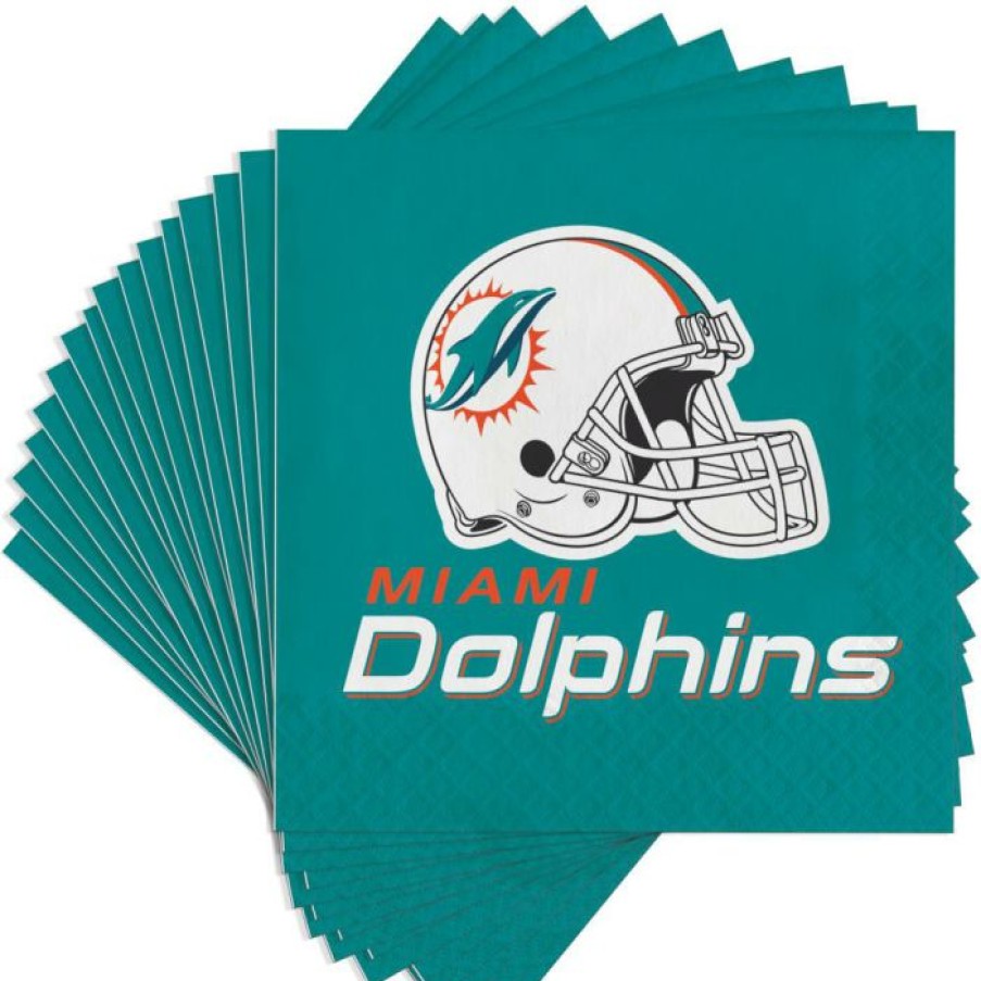 Sports * | Creative Converting Miami Dolphins Luncheon Napkin 16Ct Nfl And Football Party Supplies