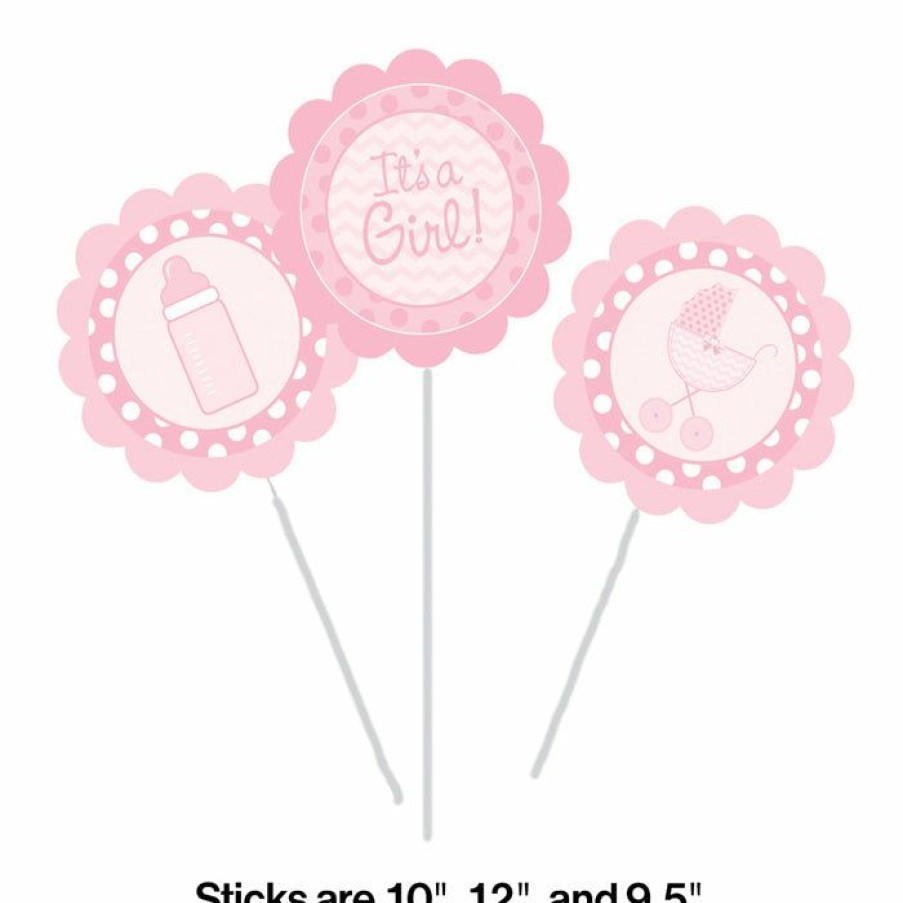 Baby Showers * | Creative Converting It'S A Girl Centerpiece Sticks (18/Case)