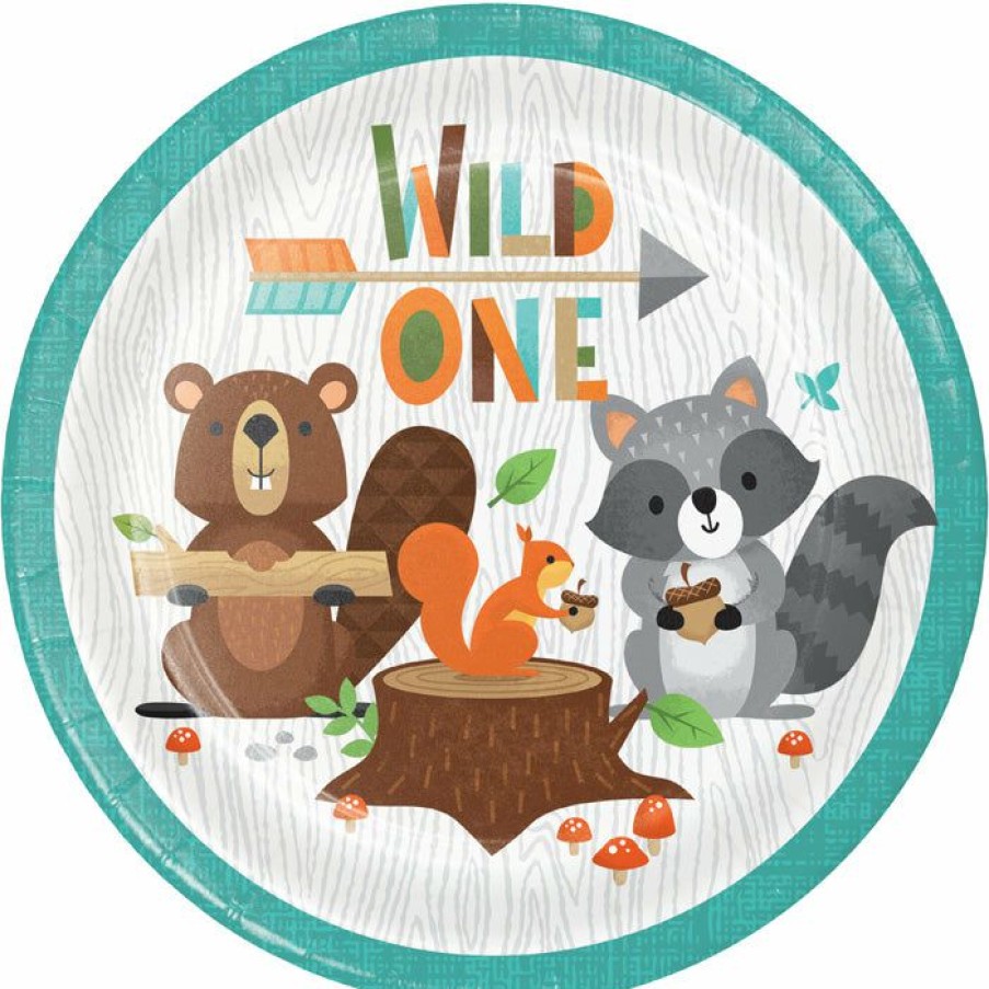 Birthdays * | Creative Converting 1St Birthday Party Themes Wild One Woodland Dessert Plates, Pack Of 8