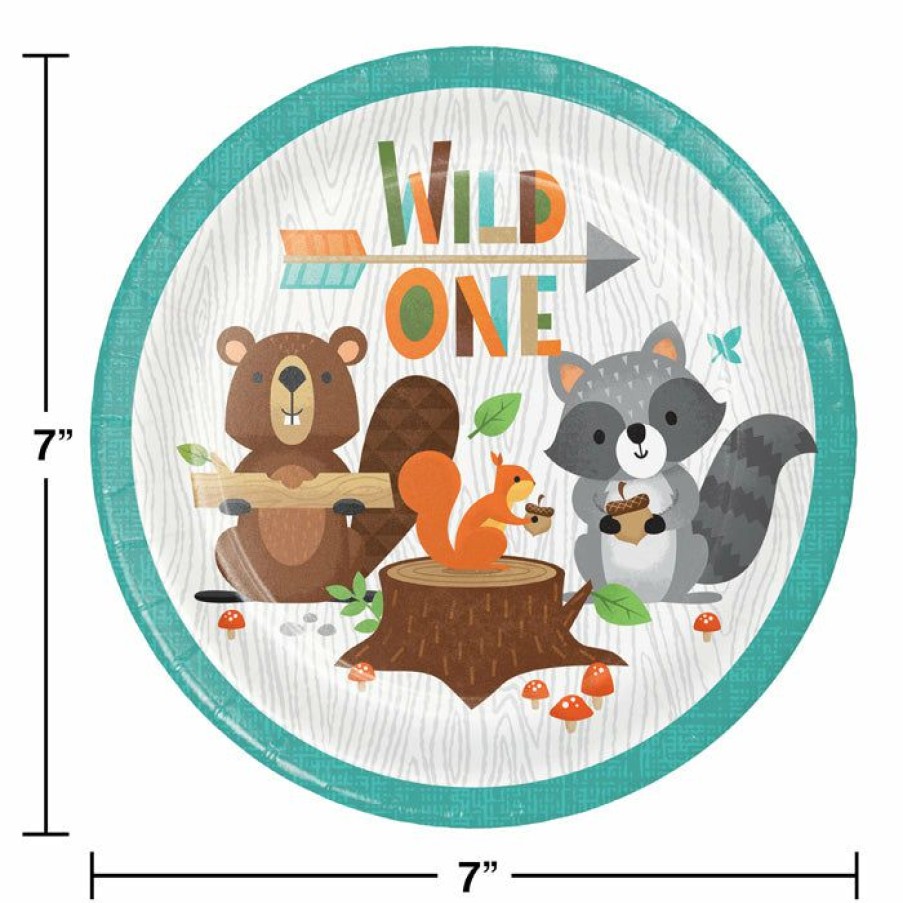 Birthdays * | Creative Converting 1St Birthday Party Themes Wild One Woodland Dessert Plates, Pack Of 8