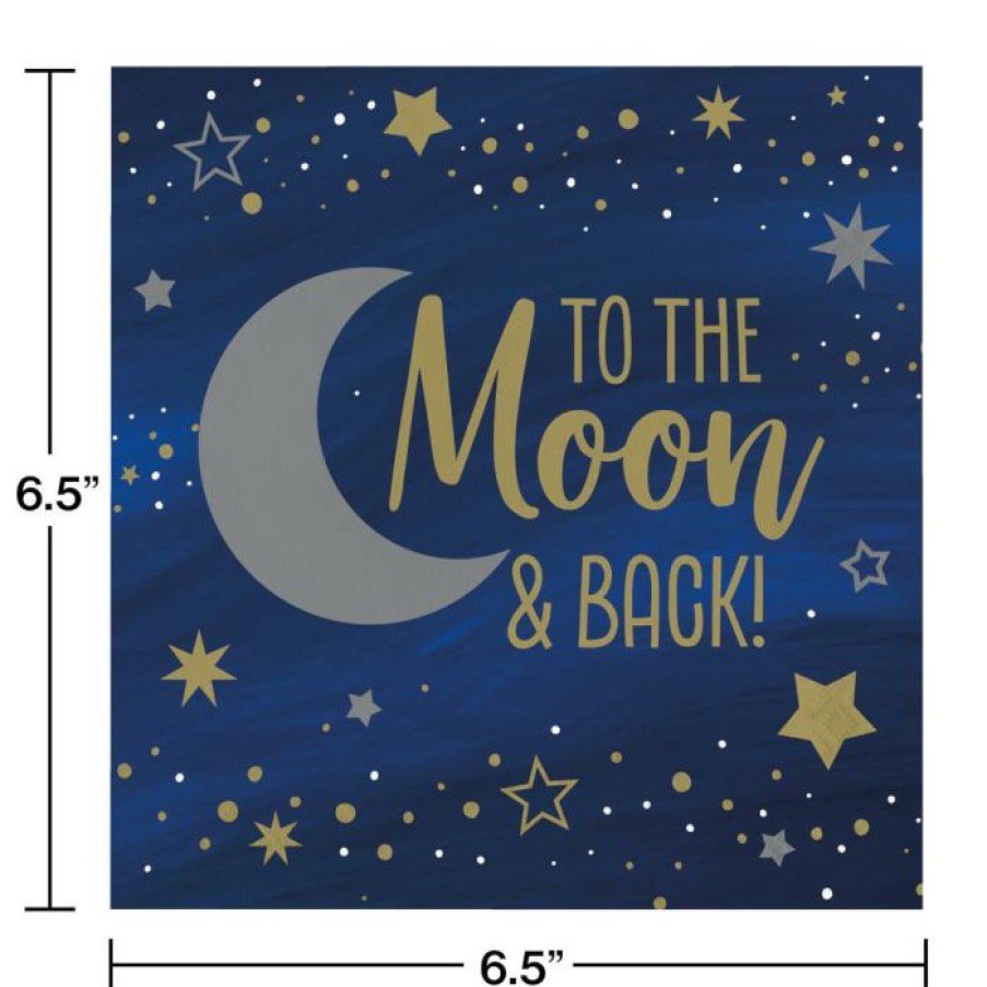 Themed Tableware * | Creative Converting Themed Tableware Starry Night Luncheon Napkin, Moon And Back 16Ct