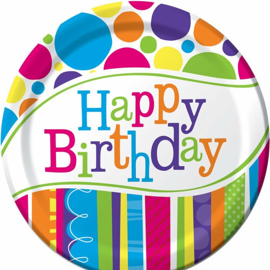 Birthdays * | Creative Converting Adult Birthday Party Themes Bright And Bold Paper Plates, 8 Ct