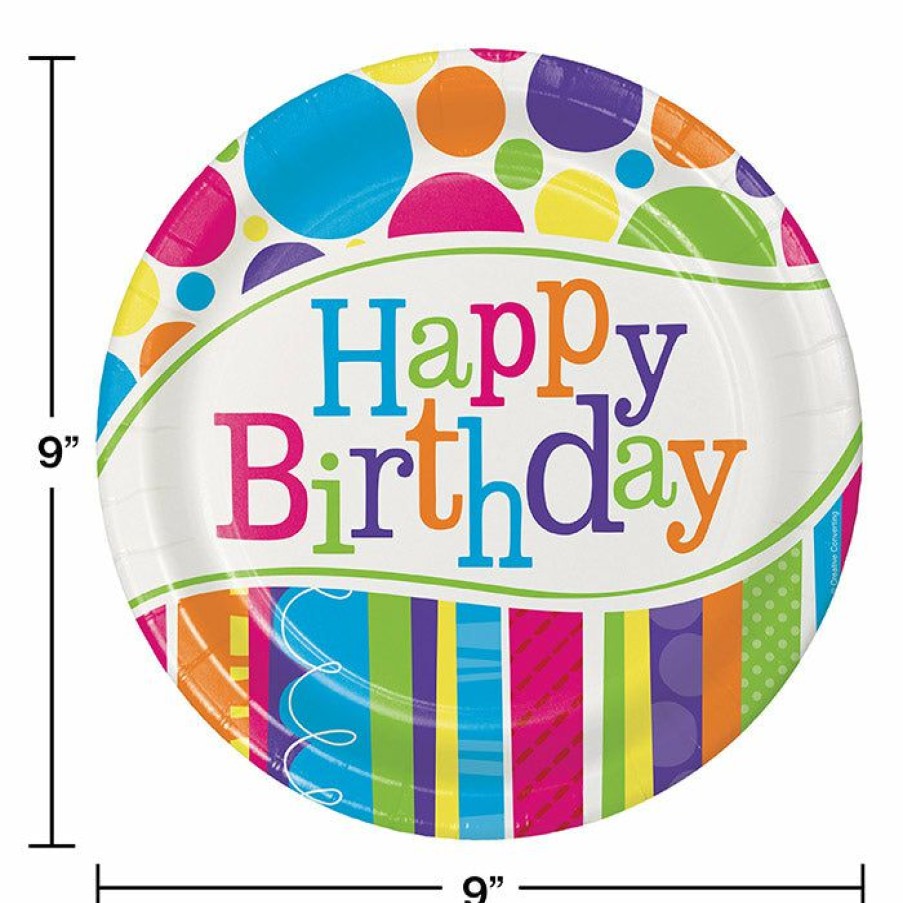 Birthdays * | Creative Converting Adult Birthday Party Themes Bright And Bold Paper Plates, 8 Ct