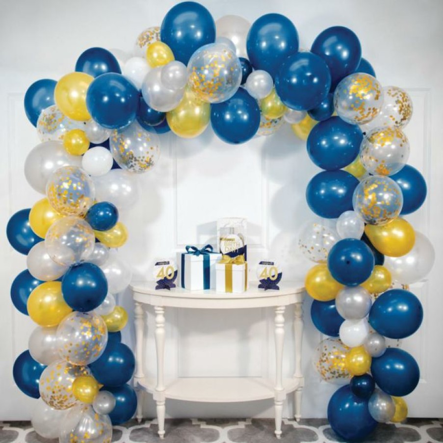 General Decorations * | Creative Converting Navy Gold And Silver Six Foot Balloon Arch Kit General Decorations