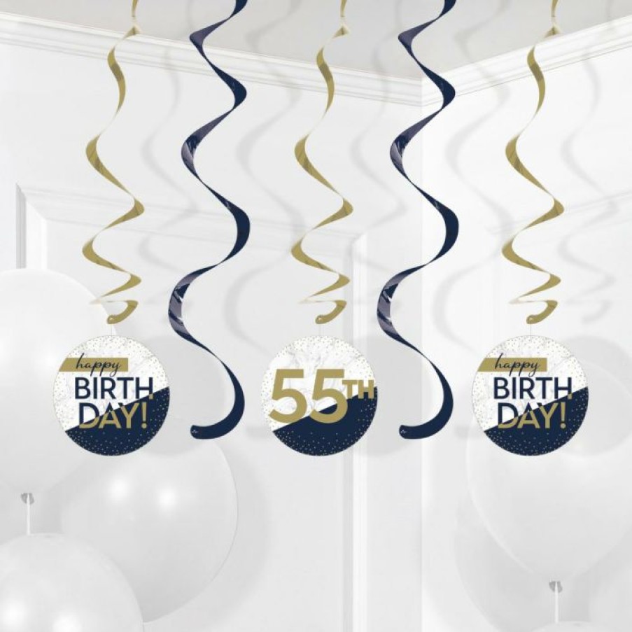 Birthdays * | Creative Converting Navy & Gold Milestone Dizzy Danglers Assorted W/ Stickers 5Ct