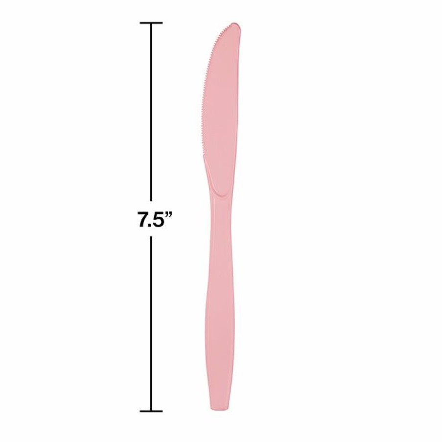 Solid Color Tableware * | Creative Converting Classic Pink Plastic Knives, 50 Ct Solid Color Tableware