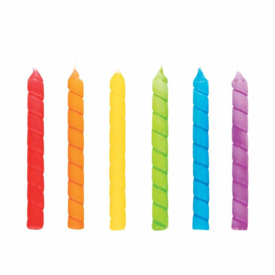 Birthdays * | Creative Converting Birthday Party Candles Large Spiral Rainbow Candles 12Ct