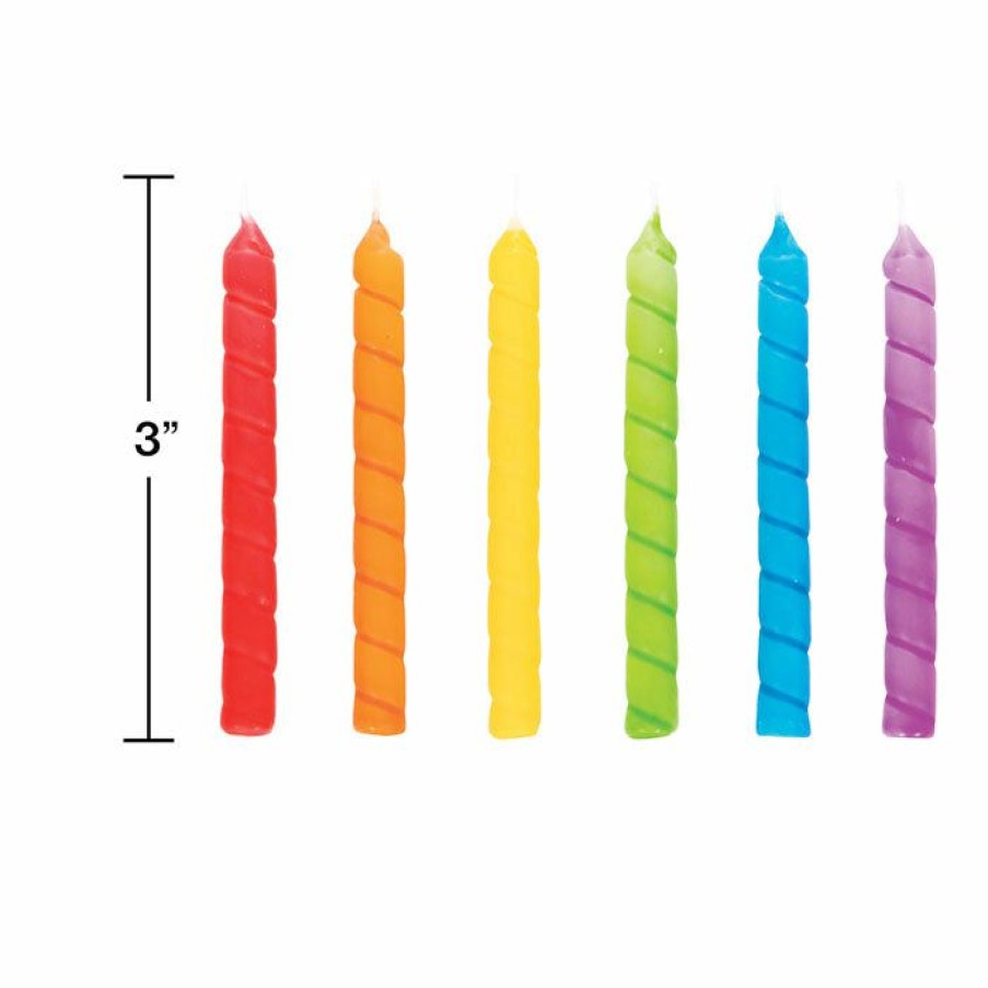 Birthdays * | Creative Converting Birthday Party Candles Large Spiral Rainbow Candles 12Ct