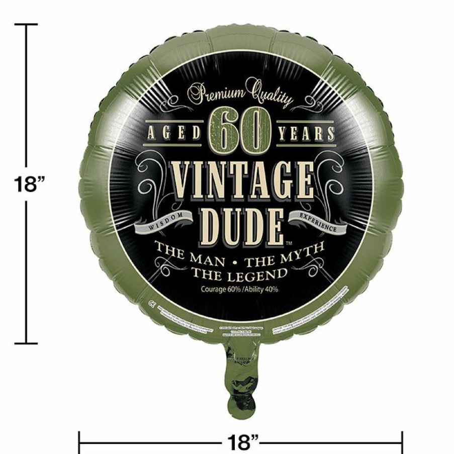 Birthdays * | Creative Converting Vintage Dude Metallic Balloon 18 , '60