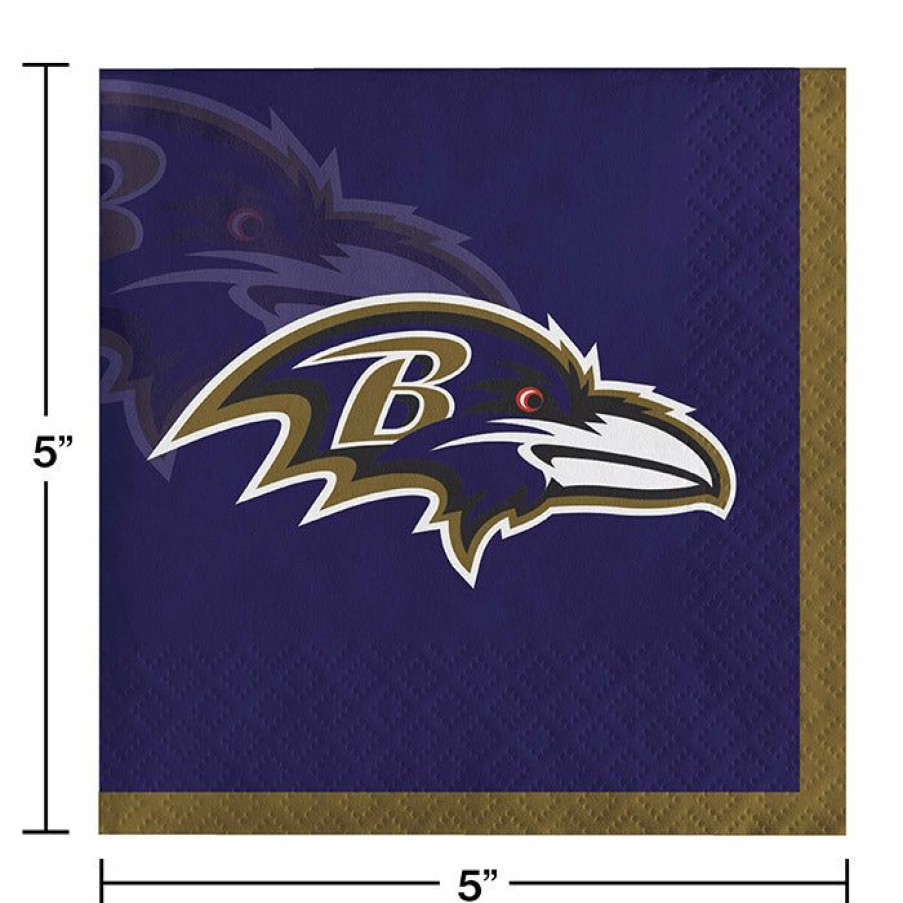 Sports * | Creative Converting Baltimore Ravens Beverage Napkins, 16 Ct