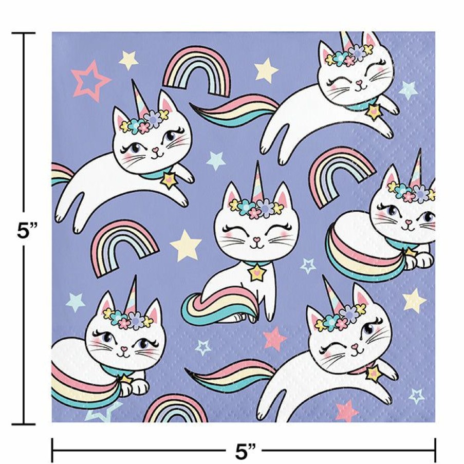 Birthdays * | Creative Converting Sassy Caticorn Beverage Napkins 16Ct