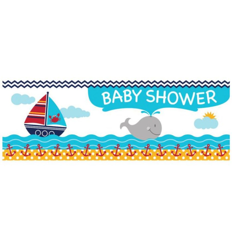 Baby Showers * | Creative Converting Ahoy Matey! Giant Party Banner, Baby Shower (6/Case) Baby Showers