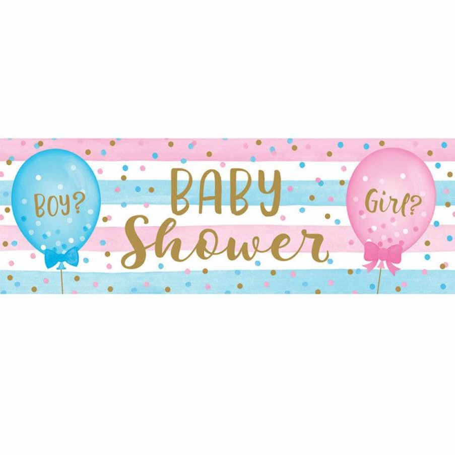 Baby Showers * | Creative Converting Gender Reveal Balloons Large Party Banner 20 X 60 (6/Case)