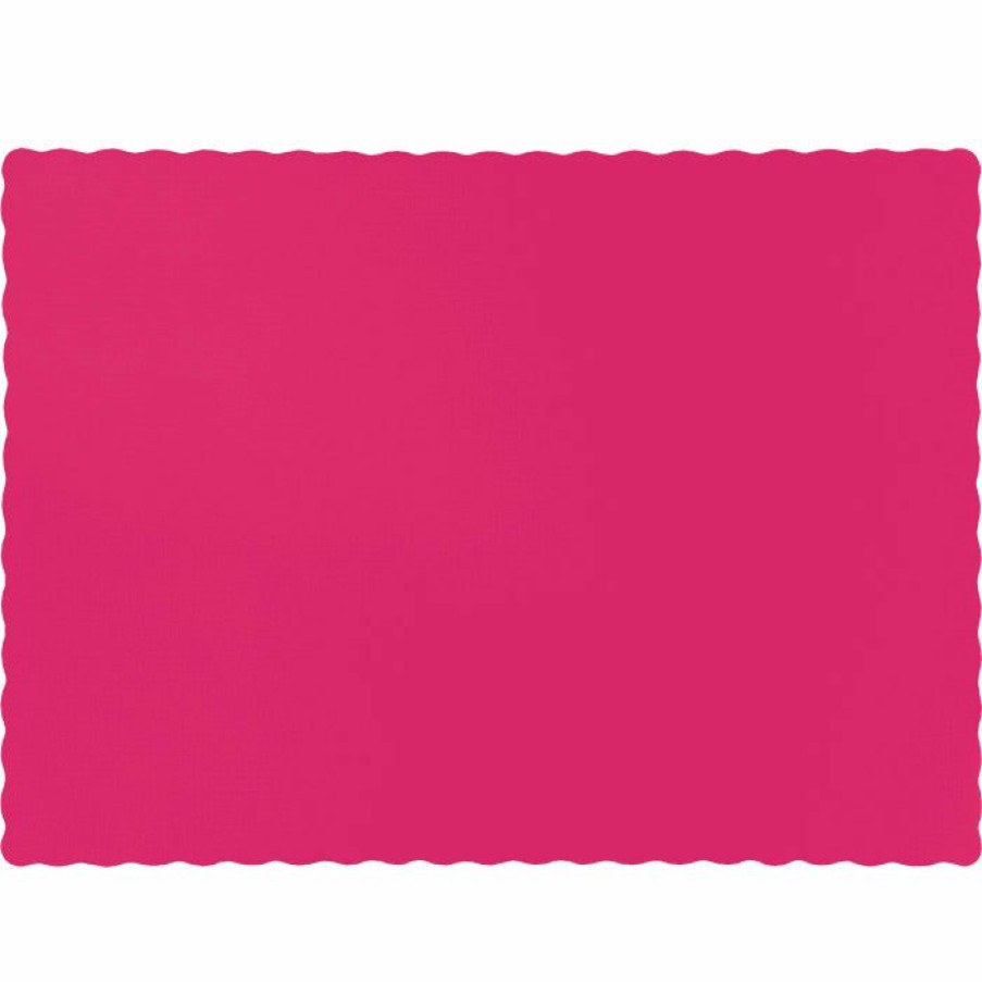 Solid Color Tableware * | Creative Converting Hot Magenta Pink Placemats, 50 Ct